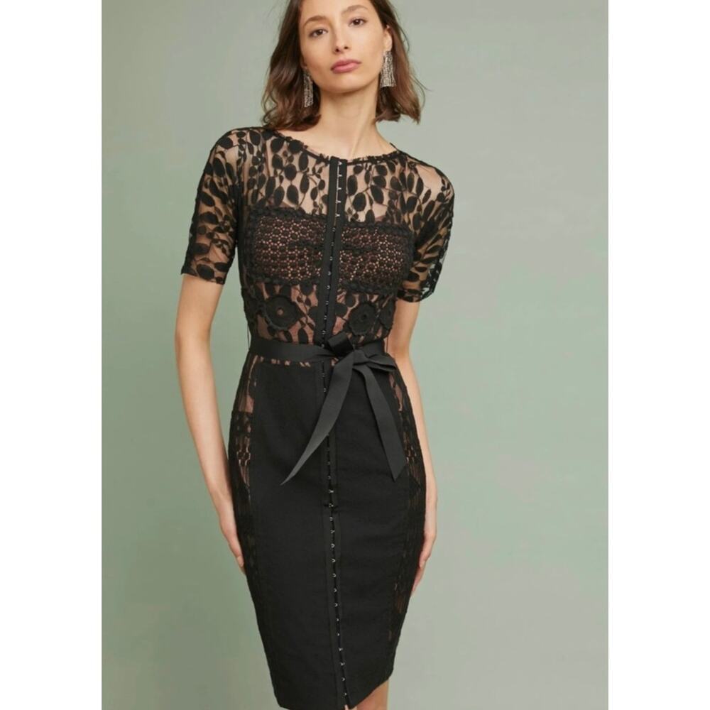 Anthropologie Beguile Byron Lars Carissima Midi Dress Women's Black Size 4